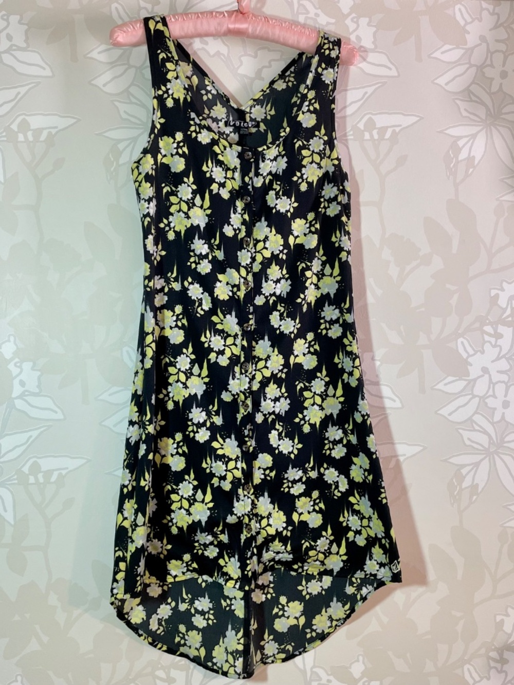 Volcom Sleeveless Floral Pattern Button Front Dress XS
